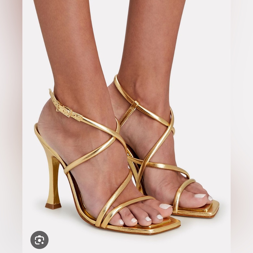 Schutz Lovi Gold Metallic Sandal, Size 7 - Picture 3 of 8